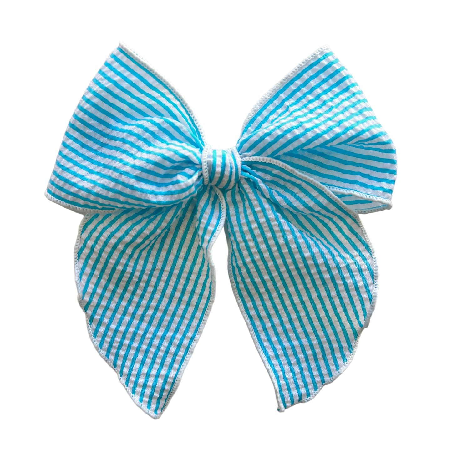 Blue Striped Seersucker Fable Bow