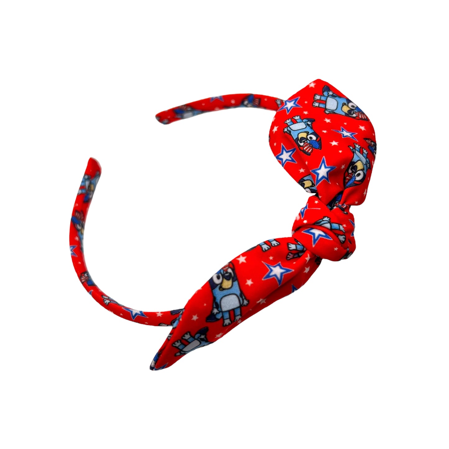 Patriotic Blue Thin Knotted Bow Headband