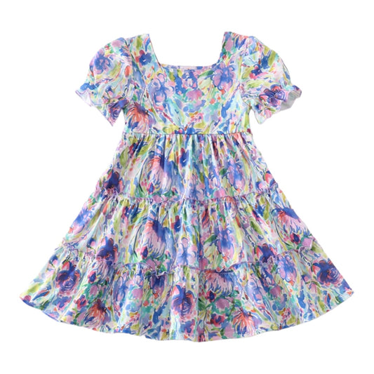 Purple Floral Tiered Dress