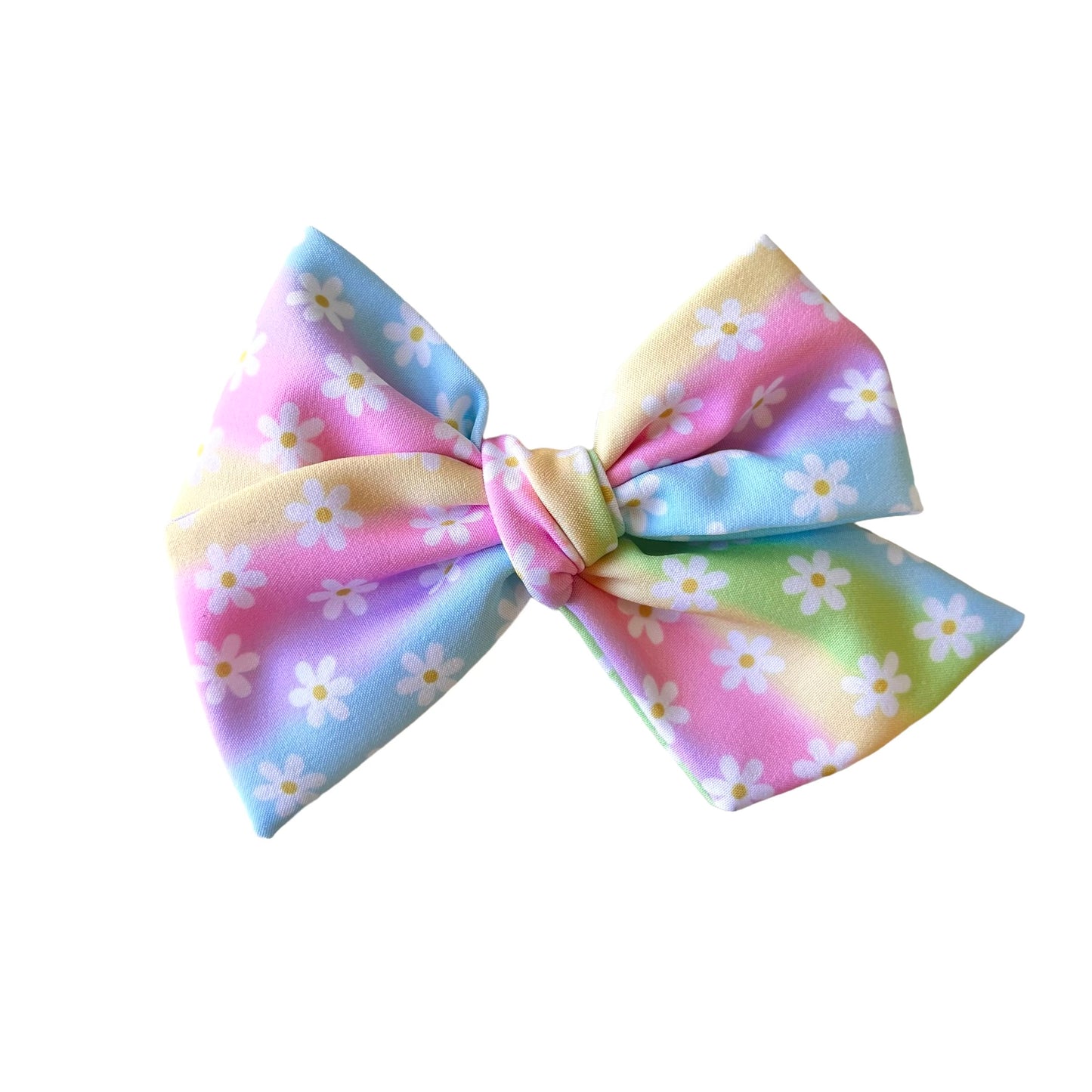Pastel Rainbow Daisies School Girl Bow