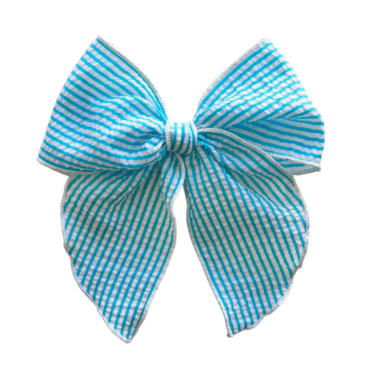 Blue Striped Seersucker Fable Bow