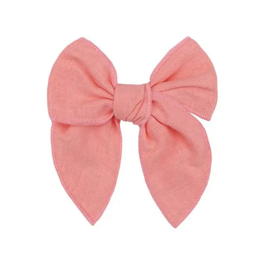 Peach Linen Bow