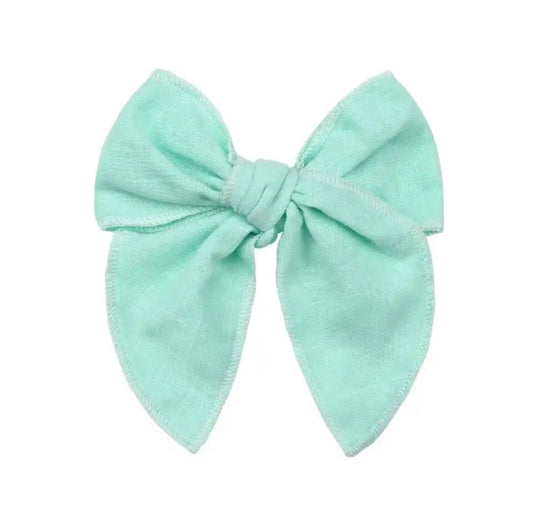 Mint Linen Bow