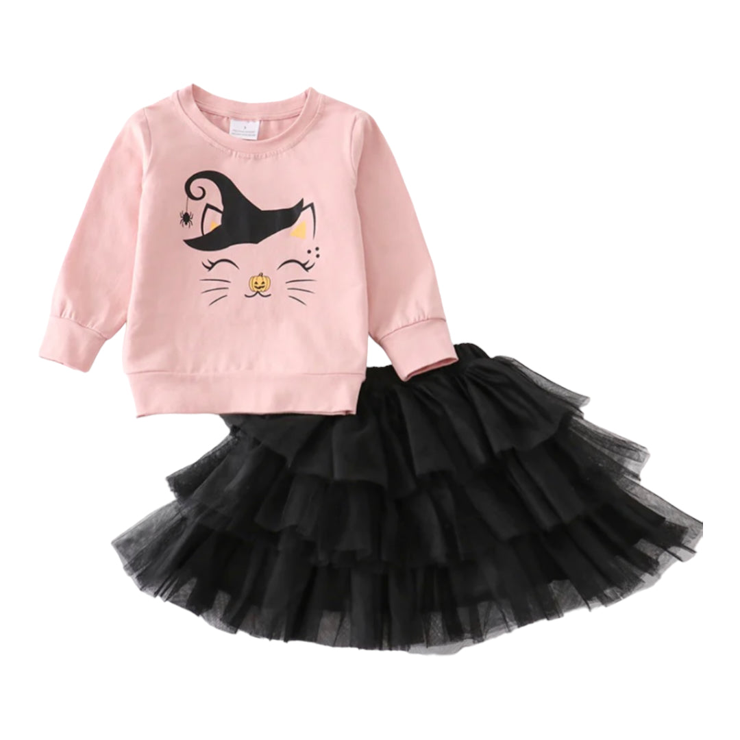 Pumpkin Cat Skirt Set