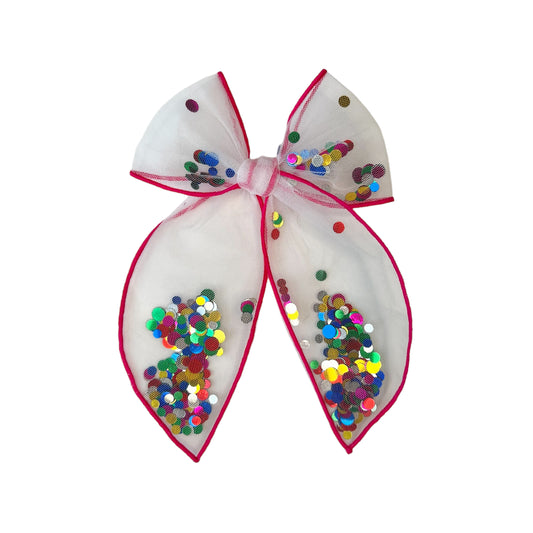 Rainbow Confetti Shaker Bow