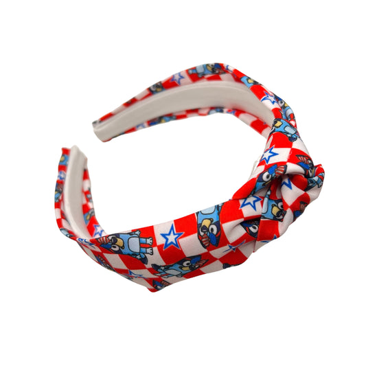 Patriotic Checkered Knotted Headband