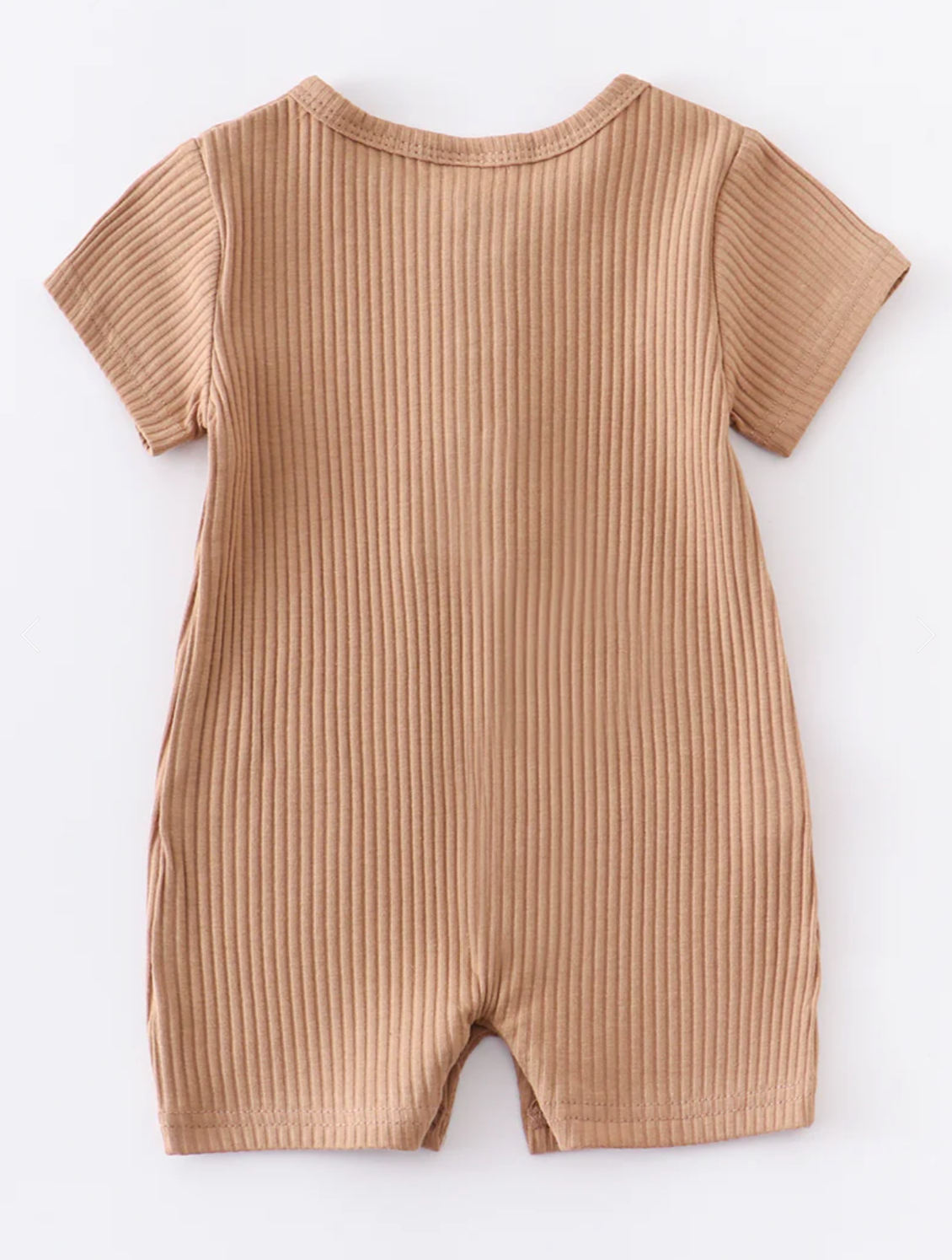 Beige Button Ribbed Cotton Baby Romper