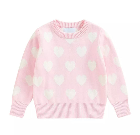 Pink Heart Knit Sweater
