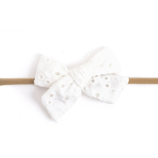White Eyelet Nylon Baby Headband